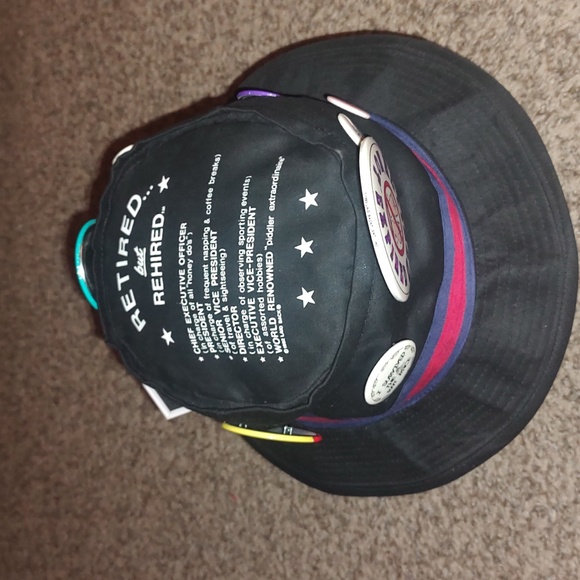 RETIRED but REHIRED Men's Novelty Hat with Buttons - Picture 1 of 7